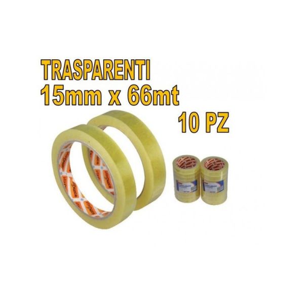 NASTRO ADESIVO TRASPARE.15MMx66M Pz.10